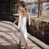 Chic Sheath Ankle Length Illusion Wedding Dress Simple Vintage Bridal Gowns OKV52