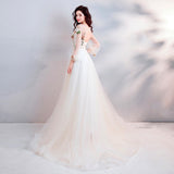 Pretty A Line Long Sleeves Tulle Appliques Prom Dress With Flowers OKG69