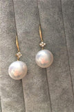AA Quality 13-14mm Edison Pearl Dangling Earrings with 18K Gold Posts P15