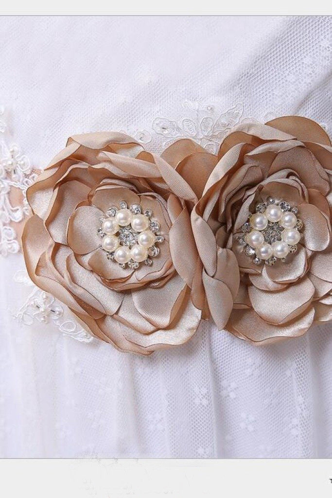 Bridesmaid Sash/Belt with Pearls Flower Girl Sashes Rustic Stones Wedding Belt Bridal Flower Sash BS1