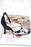 White Lace Ankle Strap Pointed Toe Black Women Shoes S52