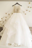 Simple A-line Tulle Wedding Dresses, Cheap Long Prom Dress OKC69