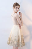 A-Line Round Neck Short Lace Appliques Homecoming Dresses OKC97