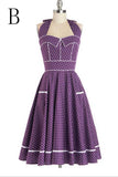 Real Beautiful Handmade Cute Halter Polka Dot Vintage Dress V9