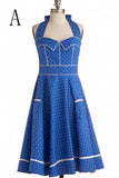 Real Beautiful Handmade Cute Halter Polka Dot Vintage Dress V9