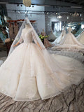 Elegant Scoop Ball Gown Wedding Dress, 3/4 Sleeves Wedding Gown OKJ97