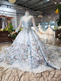 Stunning Light Blue Ball Gown Wedding Dress, Quinceanera Dresses OKJ98