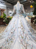 Stunning Light Blue Ball Gown Wedding Dress, Quinceanera Dresses OKJ98