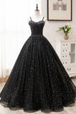 Vintage Ball Gown Lace Up Black Princess Prom Dress OK910