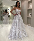 Elegant Sweetheart White A-line Floor Length Beach Wedding Dress Bridal Dress OK923