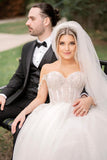 A Line Sweetheart Tulle Wedding Dress with Beading N095