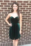 Casual Sweetheart A Line Hunter Green Short Homecoming Dress OK1516