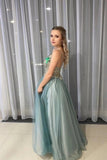 A Line Spagahetti Straps Sweetheart Beades Long Prom Dress Formal Evening Dress OK1376