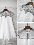 Chiffon A-line Scoop Cap Sleeves Beading Floor-Length Flower Girl Dress OK727