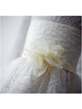 Ball Gown Scoop Sleeveless Flower Floor-Length Lace Flower Girl Dress With Flower OK724