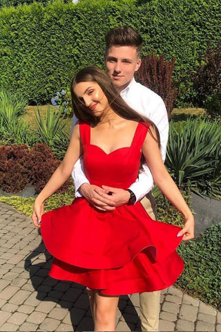 Cute Red Sweetheart Short Prom Dress,Homecoming Dresses OKO66