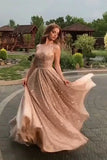 A-line Sequins Sleeveless Prom Dress Fashion Long Evening Dress OKU6