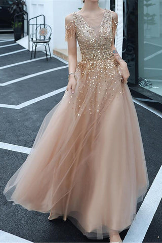 A-line Evening Dress Beading Party Dress Formal Evening Gown Women Girls OKW2