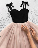 Tulle Princess Simple Sequins Prom Dress A-line Long Formal Evening Dress OKW3