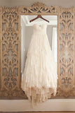 Princess A Line Sweetheart Hi-Low Tiered Chiffon Wedding Dresses OKB06