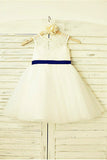  Ivory Flower Girl Dress,Bowknot Flower Girl Dresses,Tulle Flower Girl Dress 