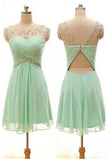 Mint Handmade Short Chiffon Backless High Low Homecoming Dress K448