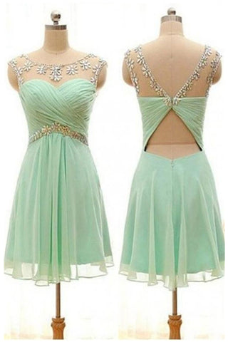 Mint Handmade Short Chiffon Backless High Low Homecoming Dress K448