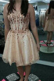 Sweetheart Beading A-line Short Handmade Prom Homecoming Dress K466