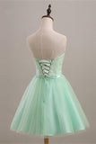 Simple Mint Strapless Lace Up Cute Elegant Homecoming Dress K482