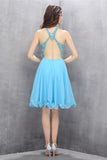 Classy A-line Short Chiffon Light Blue Homecoming Dress K584