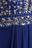 Chiffon Beading Royal Blue V-neck Long Elegant Prom Dress K619