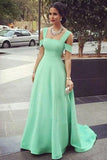 Mint Prom Dresses,Off Shoulder Prom Gown,Satin Prom Dress,Long Prom Dresses