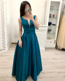 Simple A Line Satin Prom Dress, Cheap Formal Dress For Teens OKI19