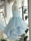 A-line Scoop Neck Satin Short/Mini Prom/Homecoming Dress With Flower OK238