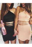 Fashion Halter Sheath Sleeveless Short Cocktail Dresses, Homecoming Dress OKD66