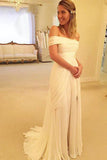 Off Shoulder Side Split Beach new Long Affordable Bridal Dress/Wedding Dress OK170