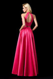 Two Piece Halter Sleeveless Open Back A Line Long Prom Dress,Evening Dresses OKA65