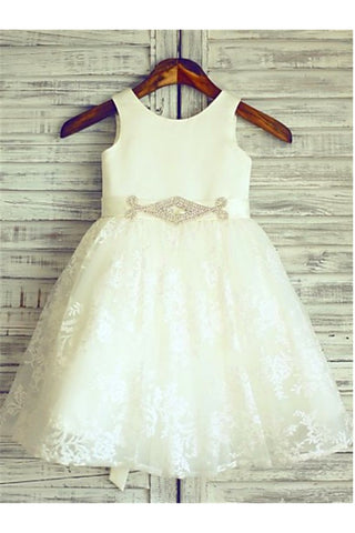 Lace Flower Girl Dress,Beading Flower Girl Dresses,Ivory Flower Girl Dress 