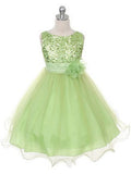 Ball Gown Round Sleeveless Tulle Flower Long Flower Girl Dresses OK704