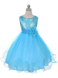 Ball Gown Round Sleeveless Tulle Flower Long Flower Girl Dresses OK704